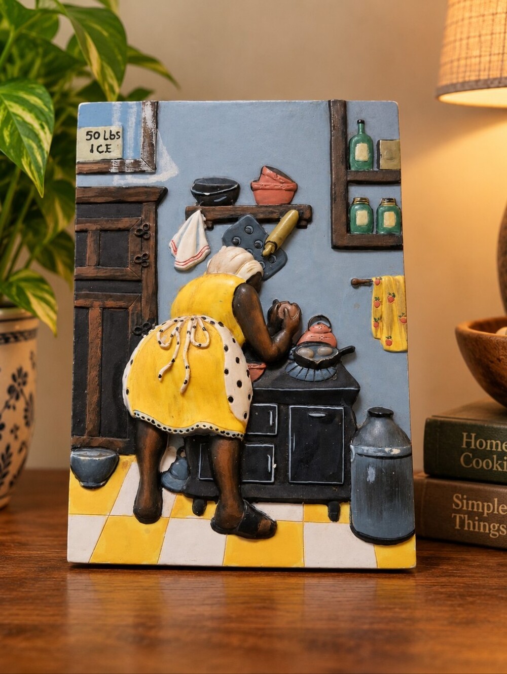 Annie Lee Hot Water Cornbread 3D Wall Plaque 2000 JOI Black Americana Art
